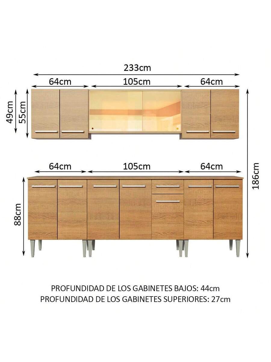 Cocina Integral Completa Modular Madesa 233cm