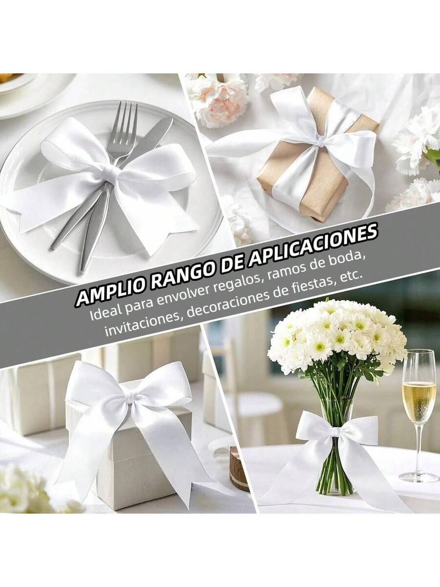 Set de 4 rollos, cinta de satén de 22m de largo y 4cm de ancho