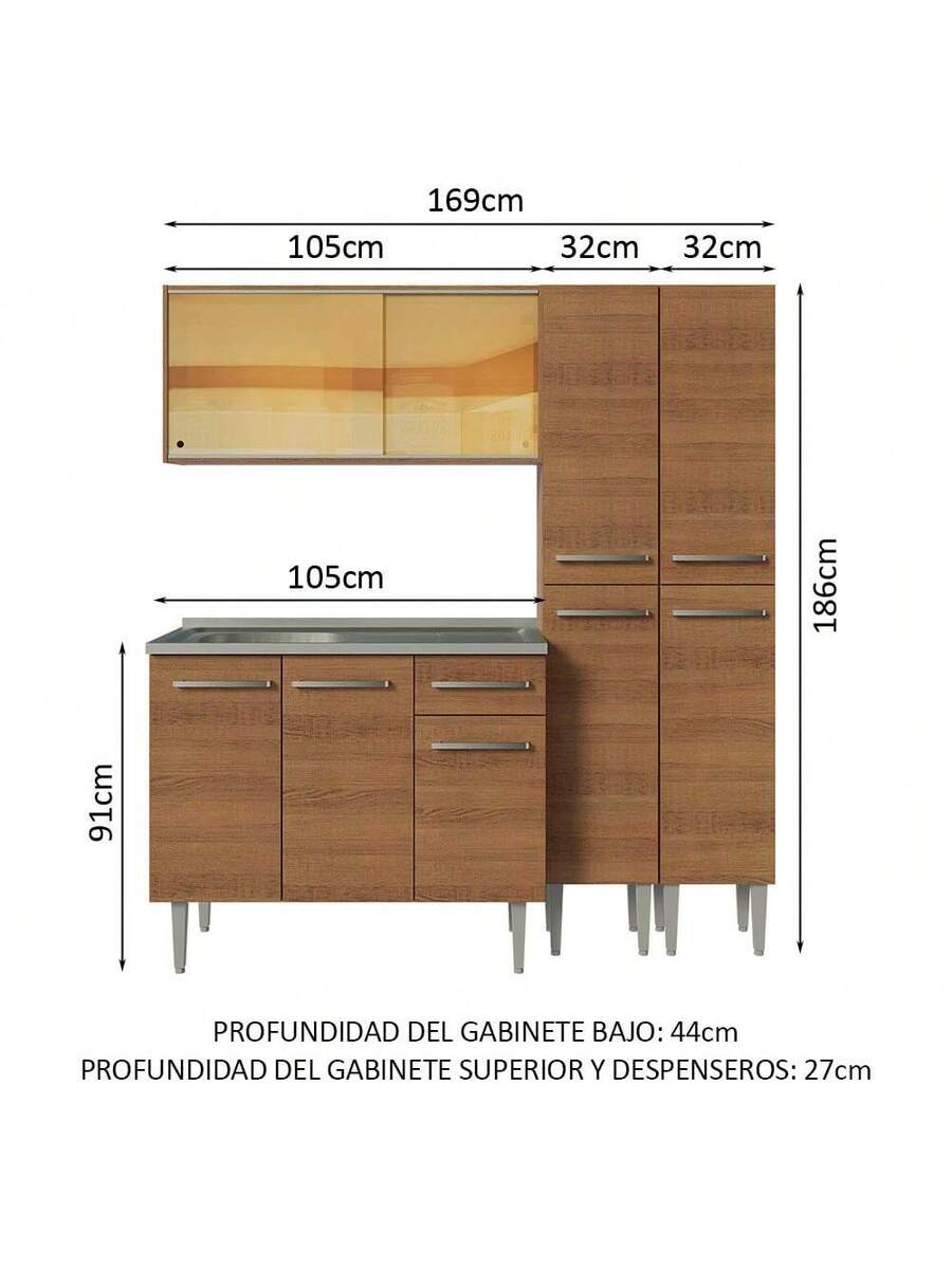 Mueble De Cocina Compacta 169cm