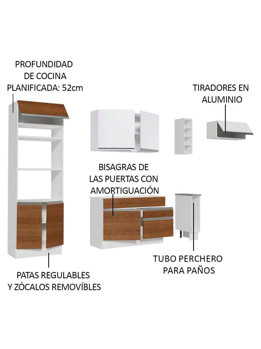 Cocina Integral Completa Modular Madesa Glamy 290cm