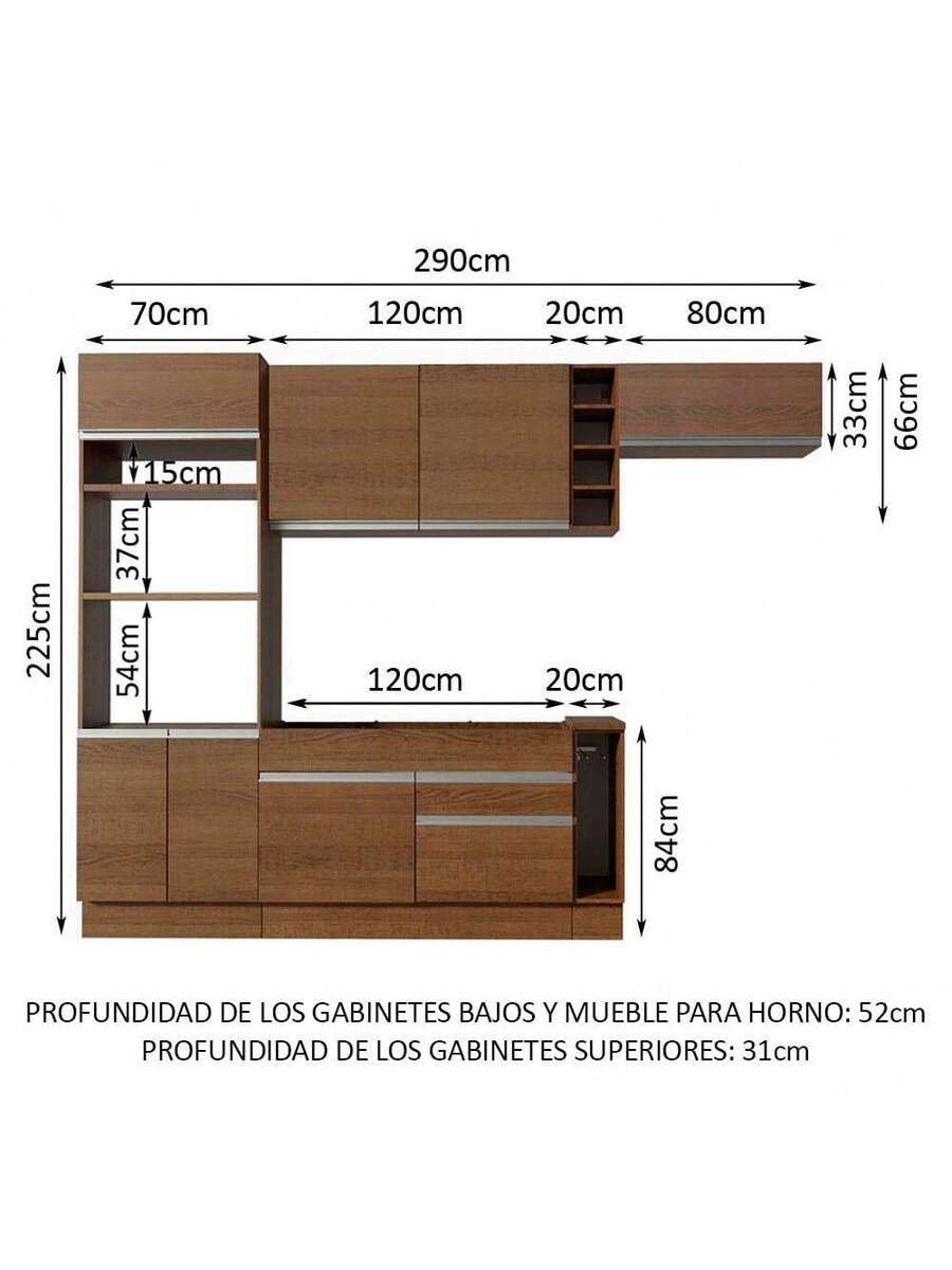 Cocina Integral Completa Modular Madesa Glamy 290cm