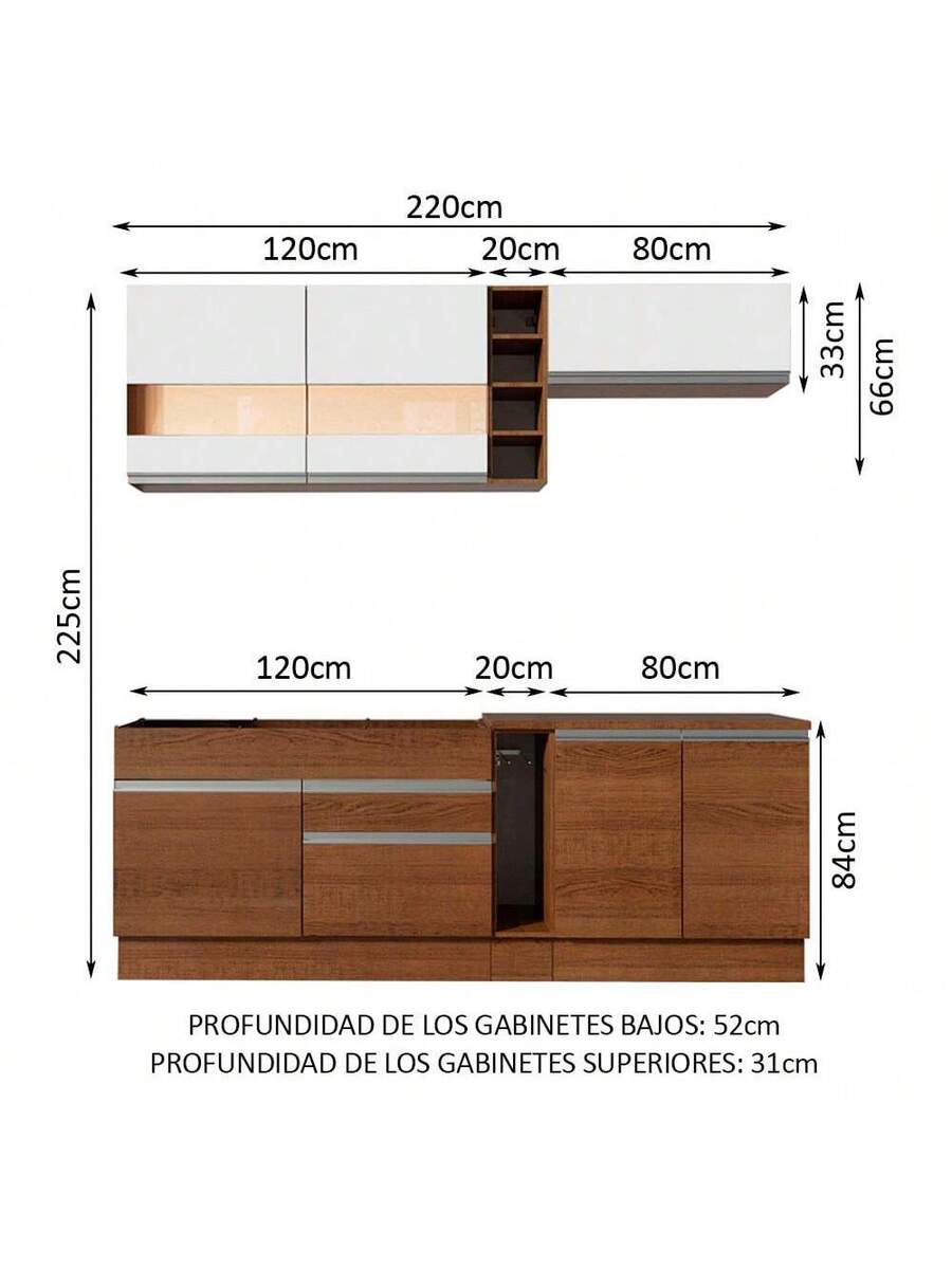 Cocina Integral Modular Madesa Parma 220cm