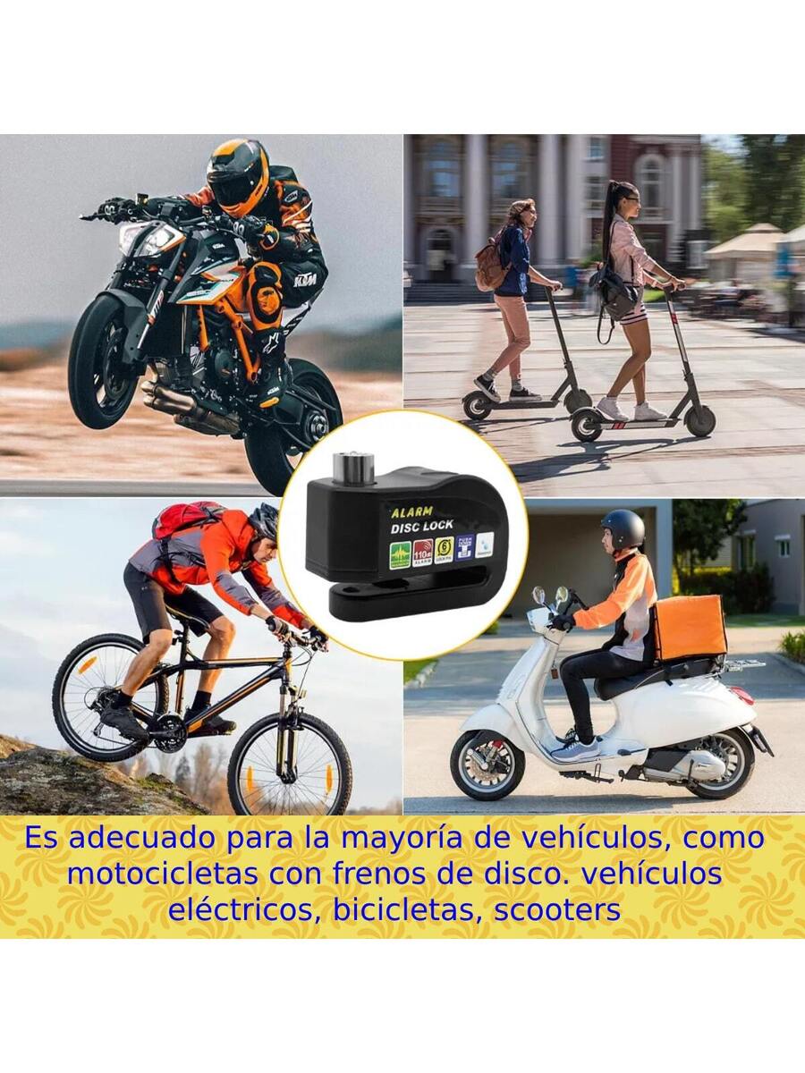 Alarma Candado Motocicleta Bicicleta Antirrobo Impermeable Freno de Disco Bloqueo