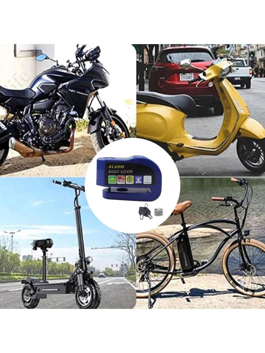 Alarma Candado Motocicleta Bicicleta Antirrobo Impermeable Freno de Disco Bloqueo