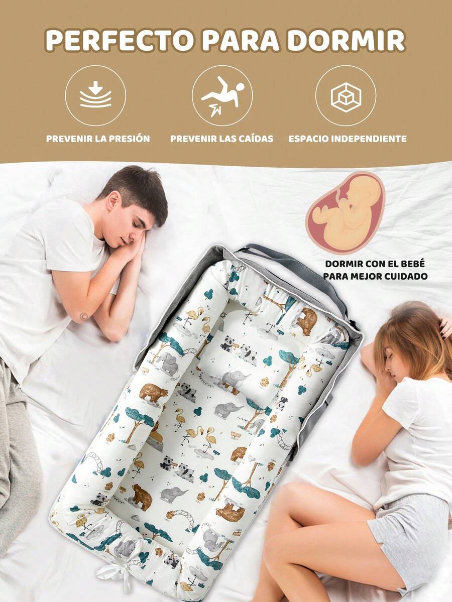 Camita De Algodón Portátil Plegable Con Nido Cuna Para Bebés