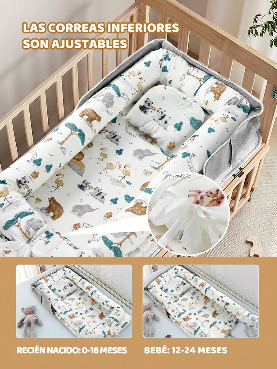 Camita De Algodón Portátil Plegable Con Nido Cuna Para Bebés