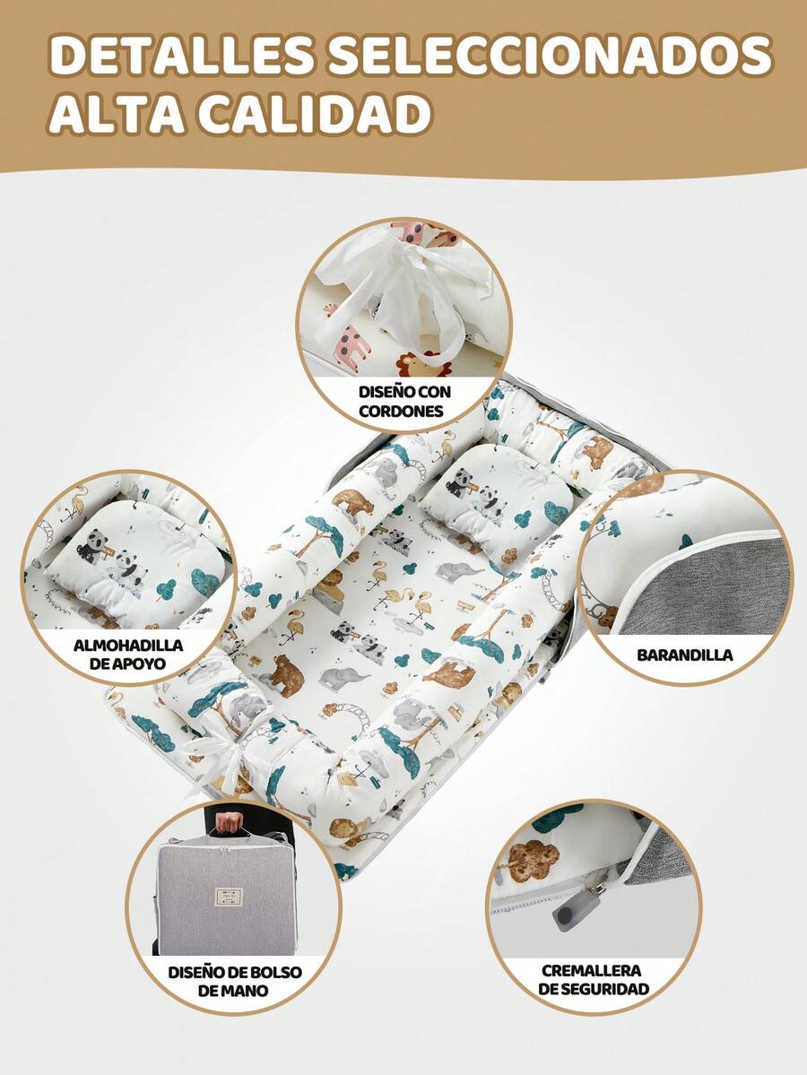 Camita De Algodón Portátil Plegable Con Nido Cuna Para Bebés