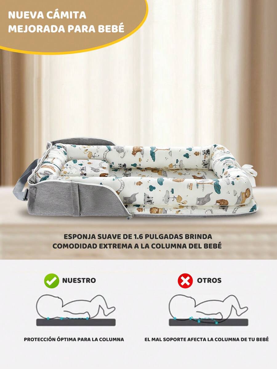 Camita De Algodón Portátil Plegable Con Nido Cuna Para Bebés