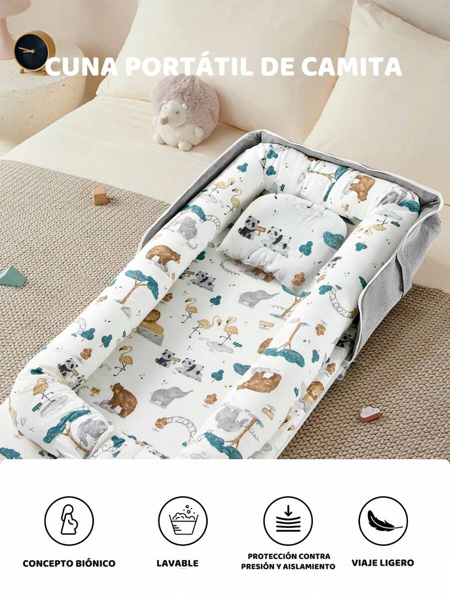 Camita De Algodón Portátil Plegable Con Nido Cuna Para Bebés