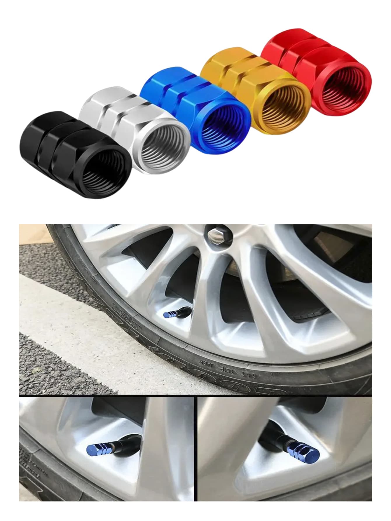 Tapon Pivote Valvula Auto Moto Bici 4 piezas