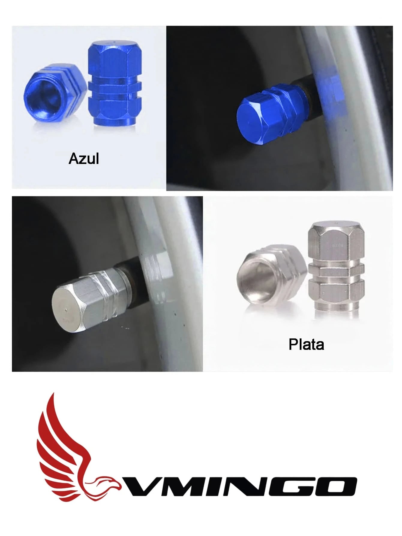 Tapon Pivote Valvula Auto Moto Bici 4 piezas