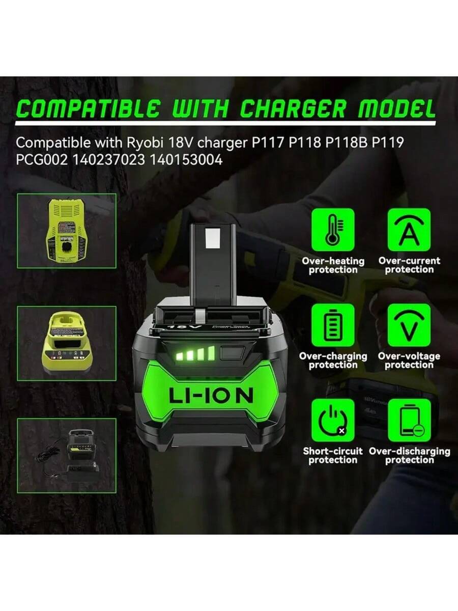 Batería de Repuesto 8.0Ah 18V para Ryobi 18V Batería