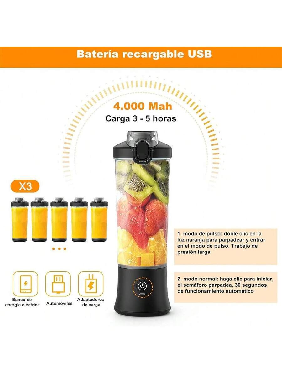 Licuadora portátil, 600ml