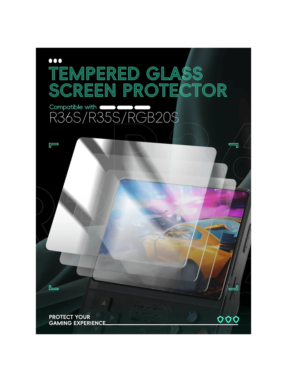 Protector de pantalla de vidrio templado para juegos portátil retro R35S RGB20S