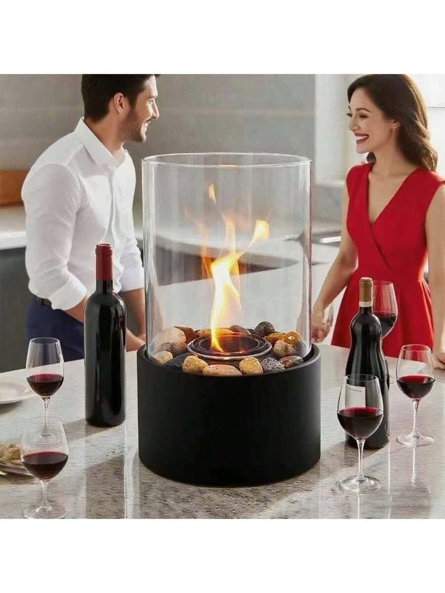 OBOVAY Calentador de chimenea decorativo con llama ardiente