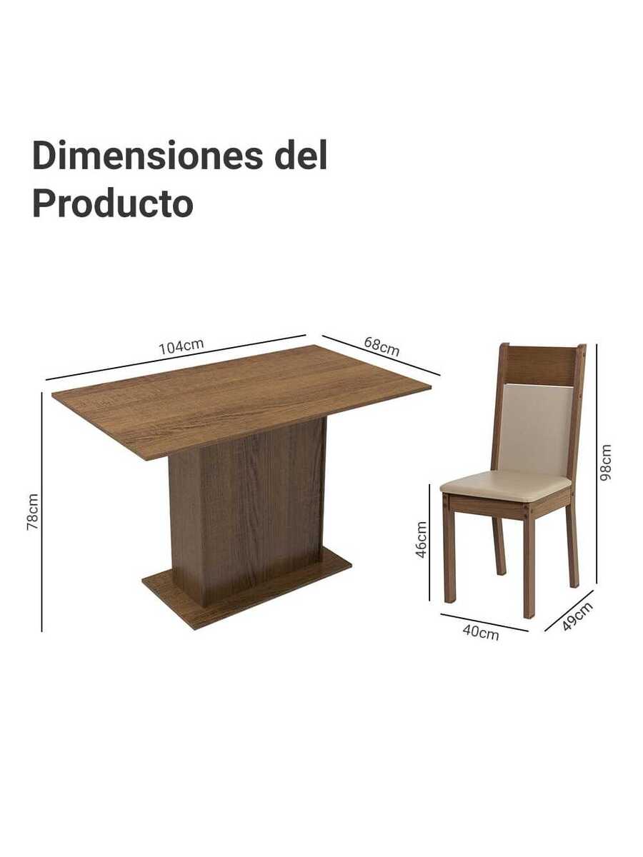 Juego de Comedor con Mesa y 4 Sillas