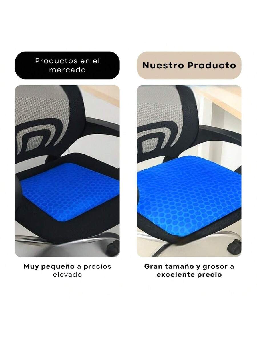Cojin Gel AZUL  Silicon Ergonomico Panal Comodo Asiento
