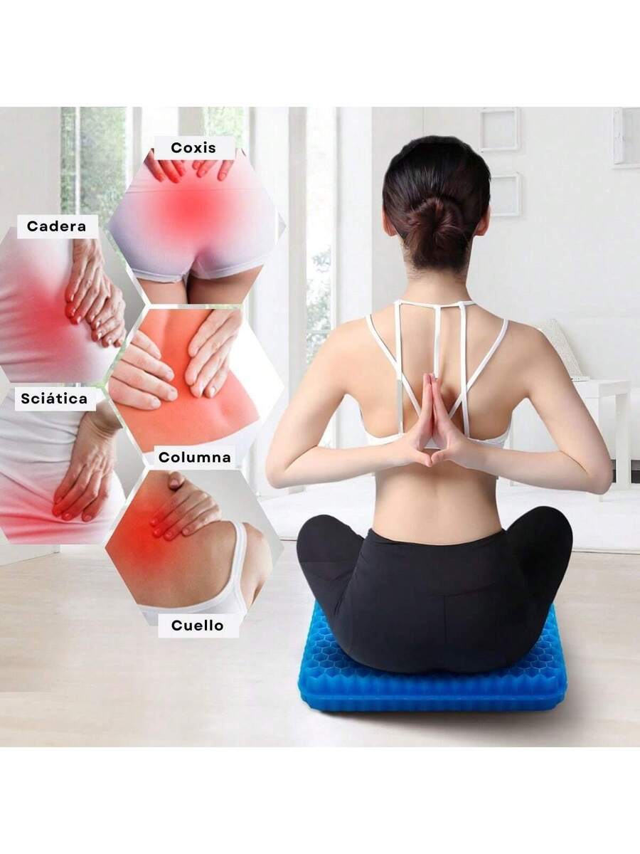 Cojin Gel AZUL  Silicon Ergonomico Panal Comodo Asiento