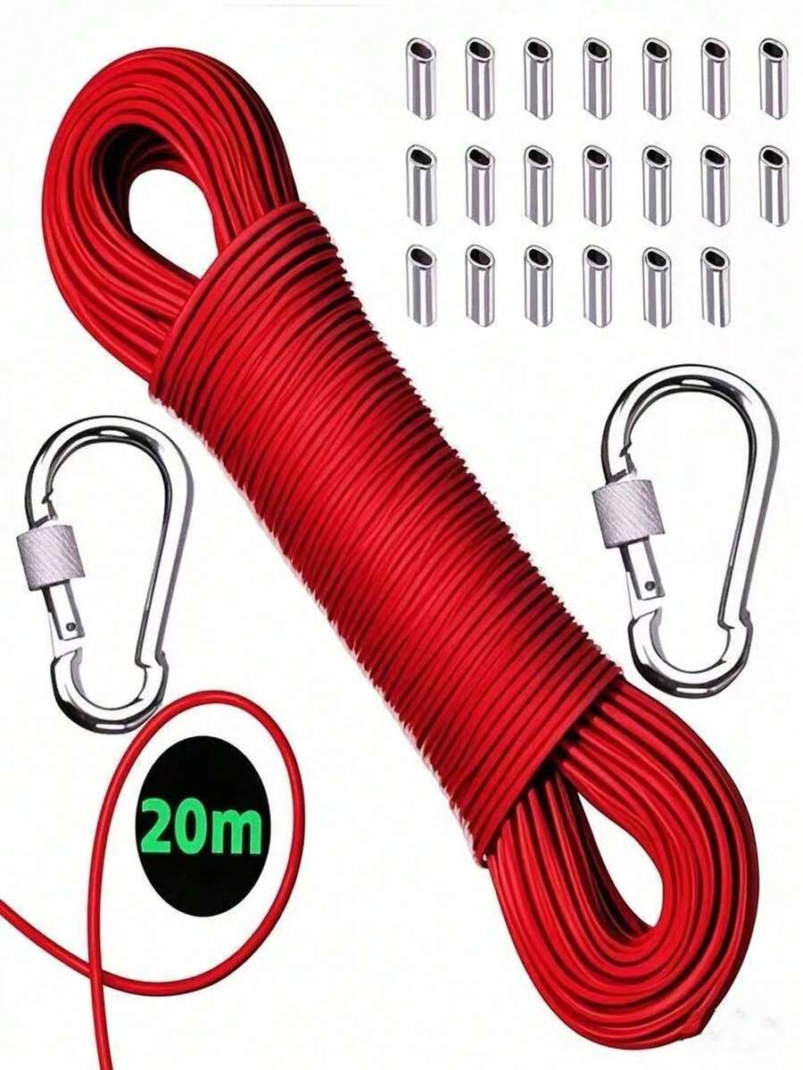 Cable de acero inoxidable, con manguito con bucle, adecuado para sistema de barandilla de cubierta, kit de suspensión para exteriores, cerca de jardín, cuerda de tienda, longitud ajustable, equipo de camping