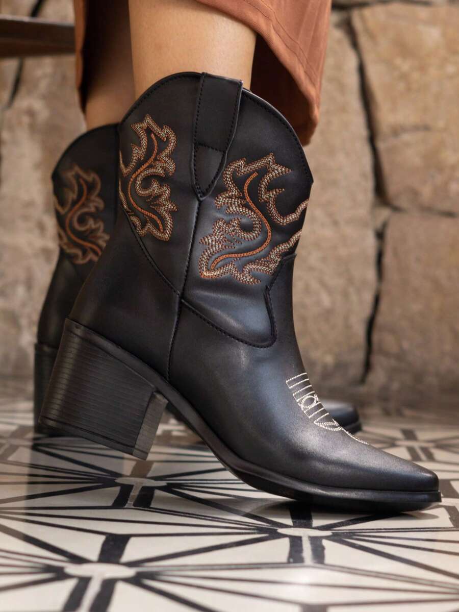 botines casuales de media caña para mujer estilo vaquero