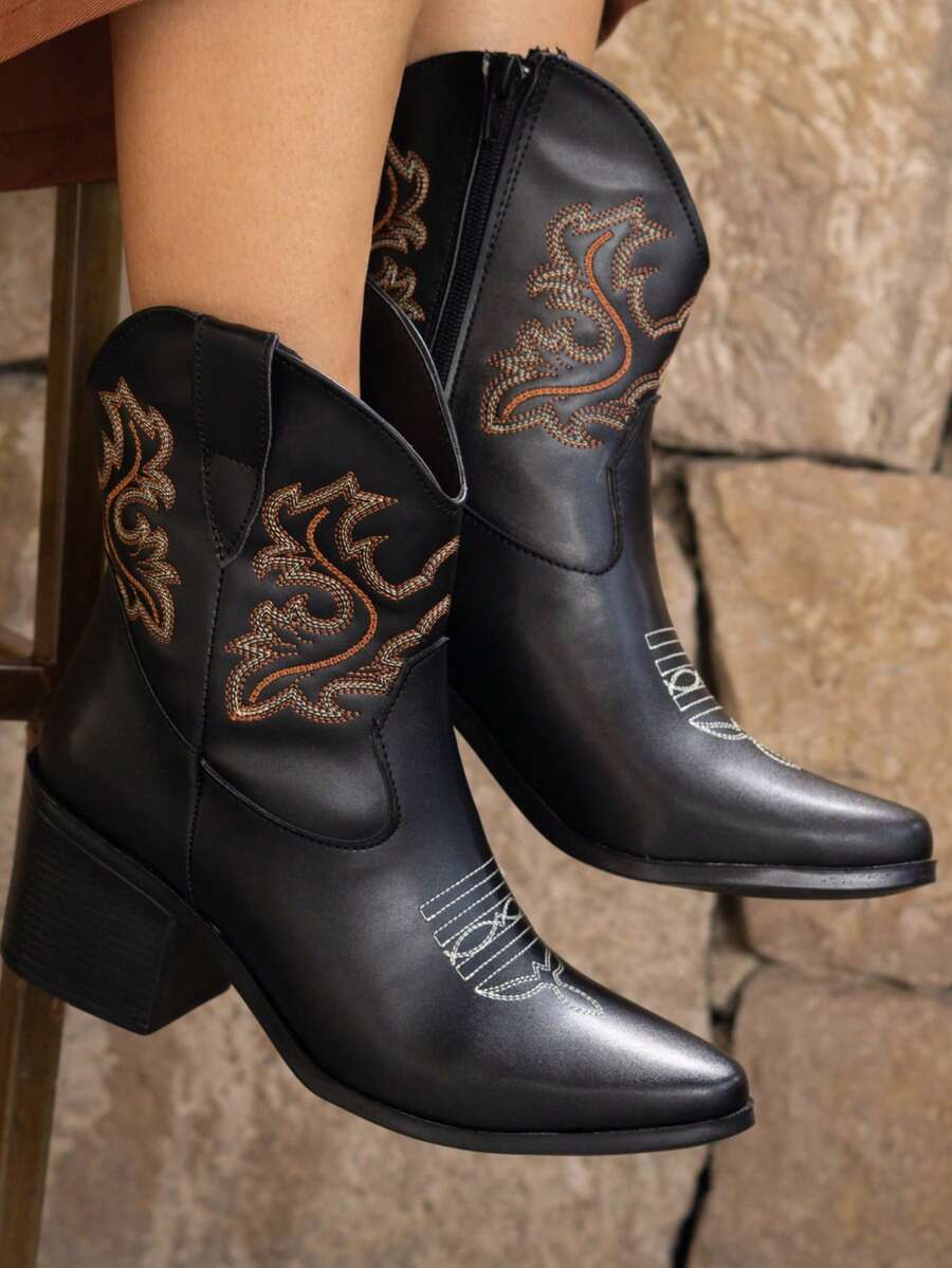 botines casuales de media caña para mujer estilo vaquero