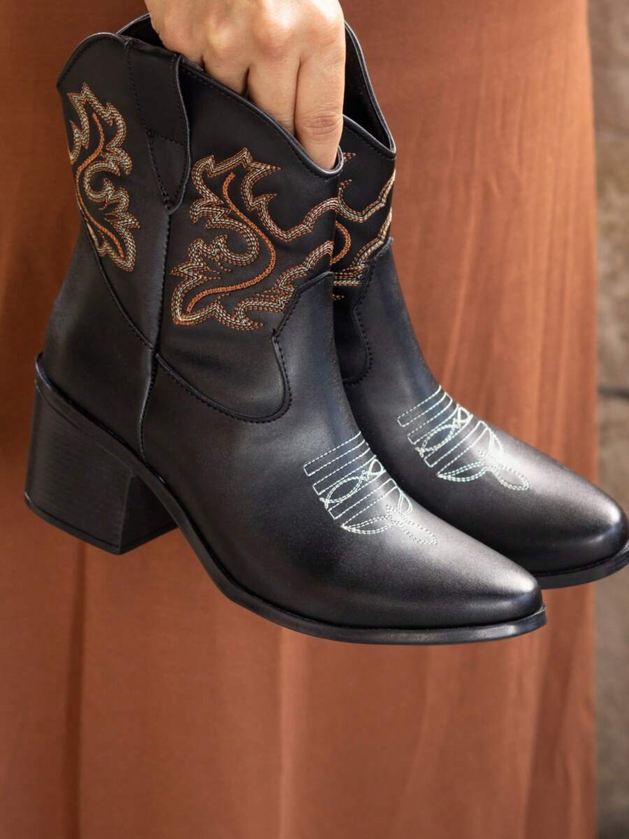 botines casuales de media caña para mujer estilo vaquero