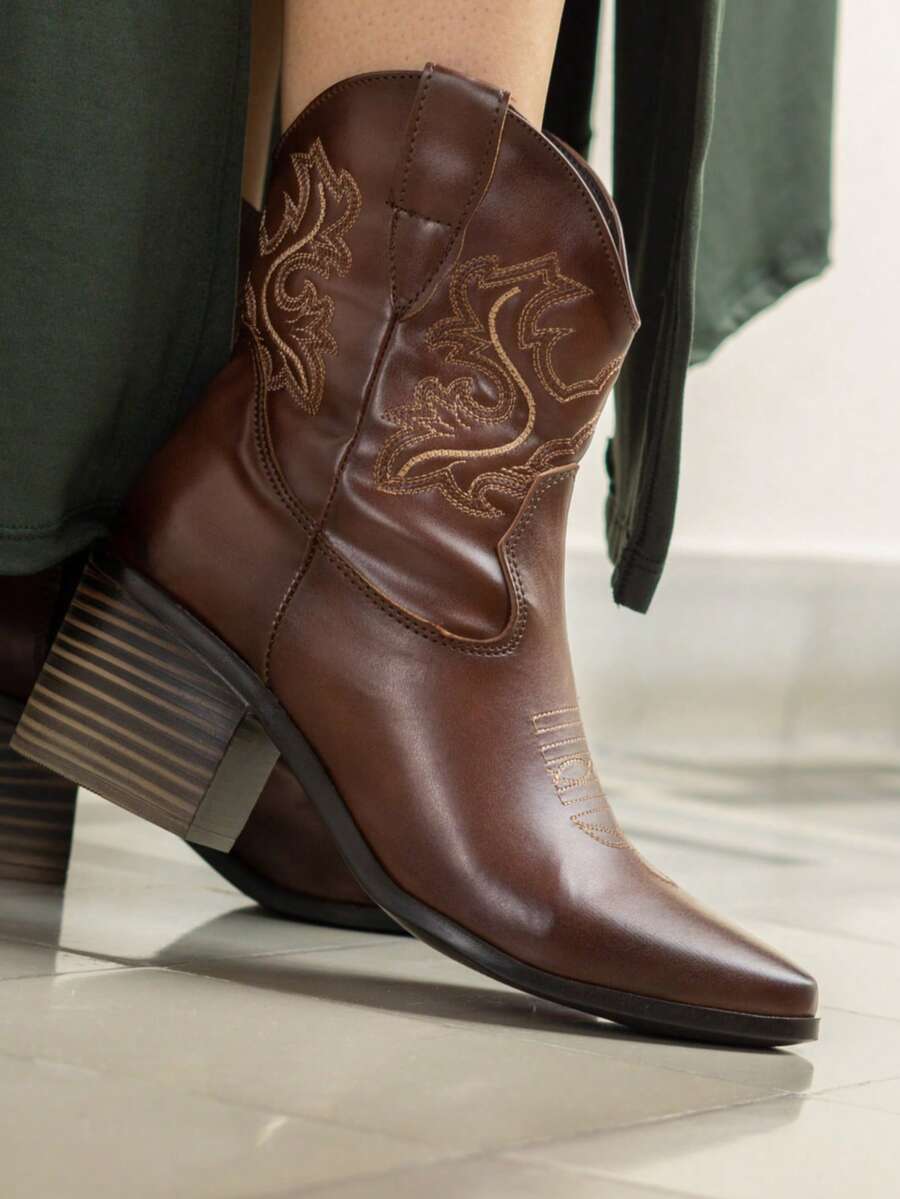 botines casuales de media caña para mujer estilo vaquero