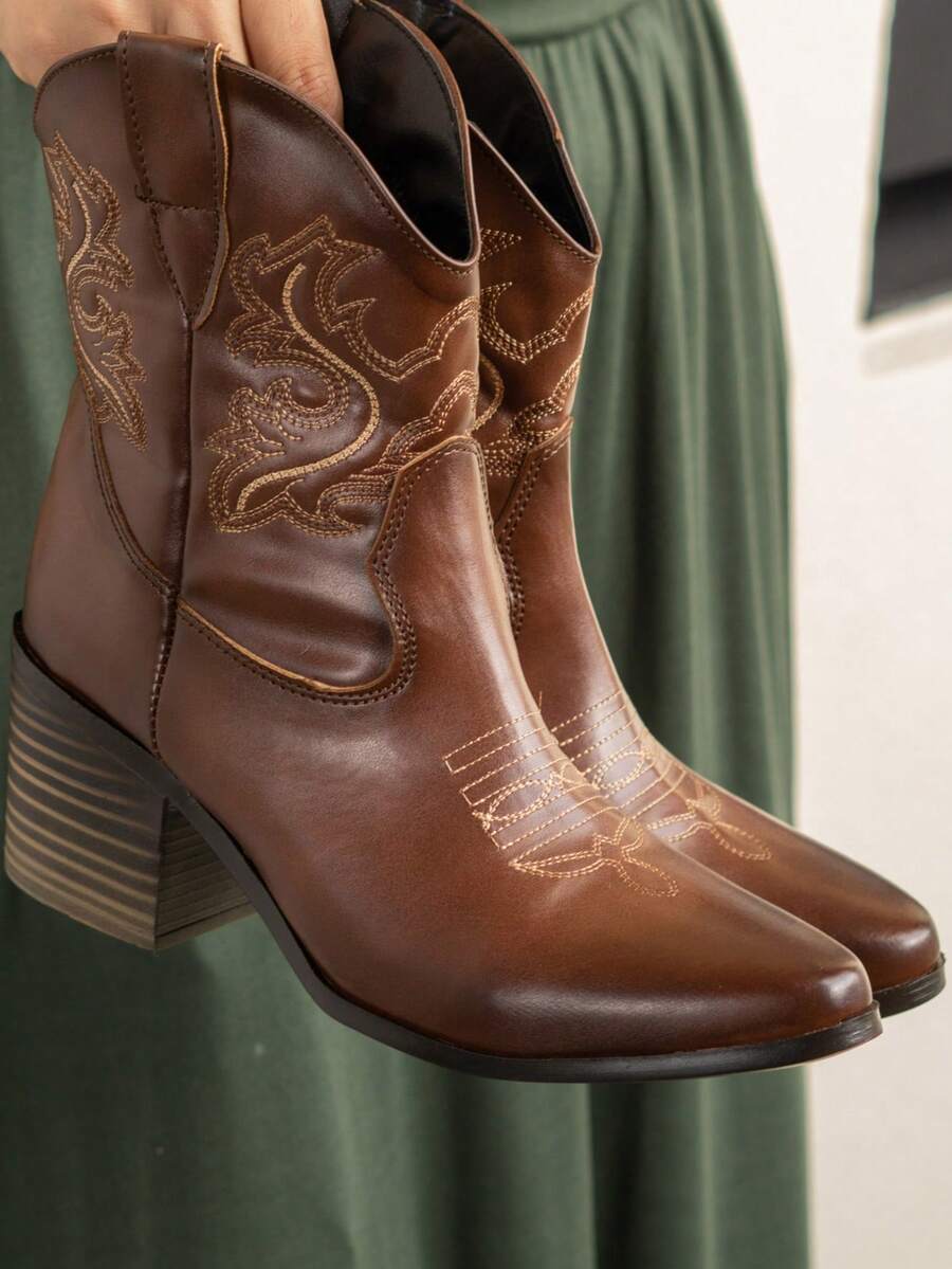 botines casuales de media caña para mujer estilo vaquero