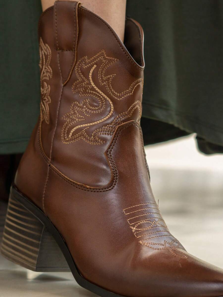 botines casuales de media caña para mujer estilo vaquero