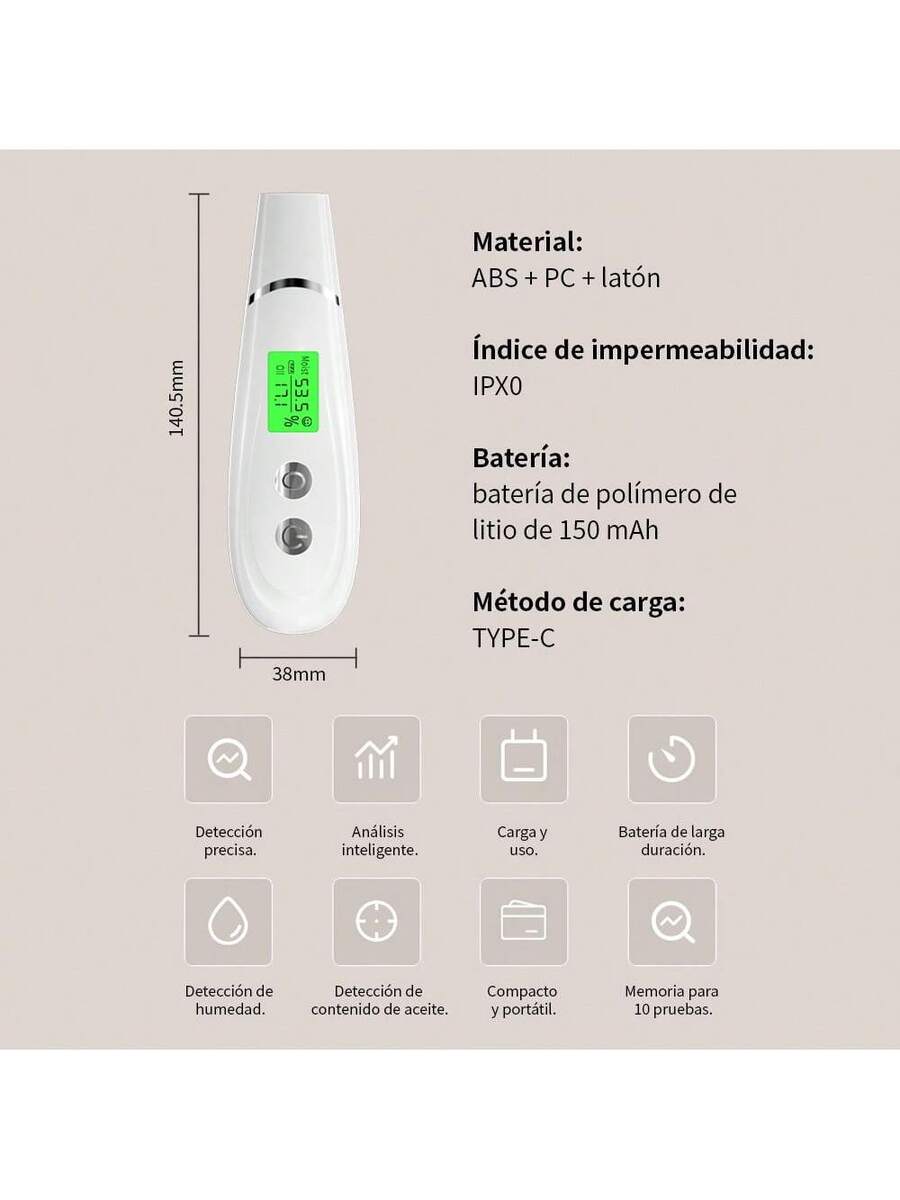 Analizador de aceite de humedad de la piel con Pantalla inteligente