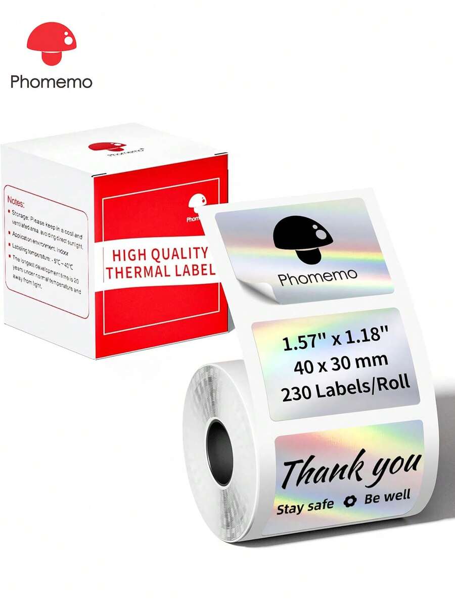 1 rollo de papel térmico de etiquetas Phomemo