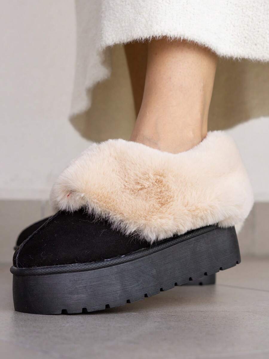 Bota de moda,bota de dama con peluche por fuera y por dentro