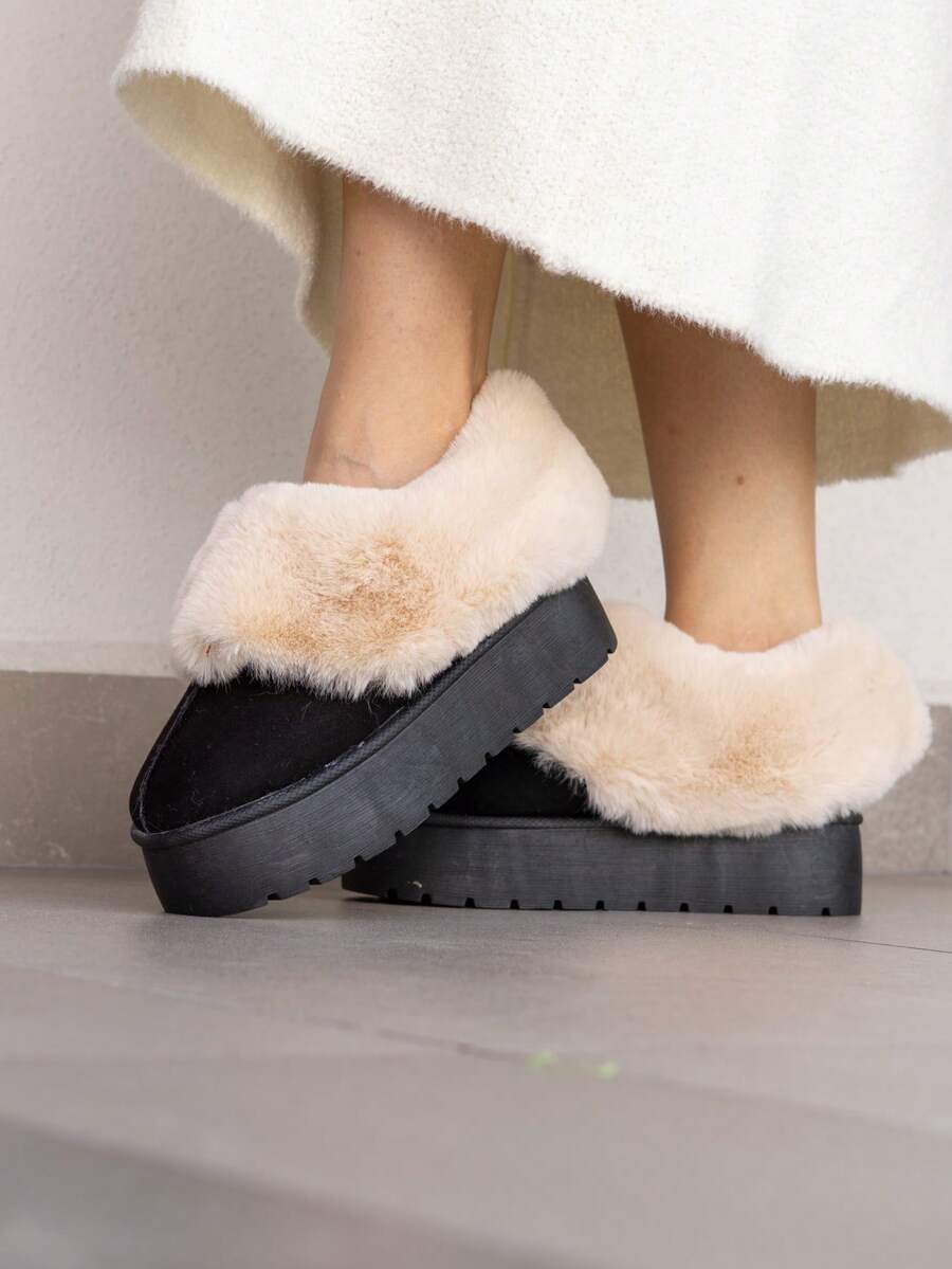 Bota de moda,bota de dama con peluche por fuera y por dentro