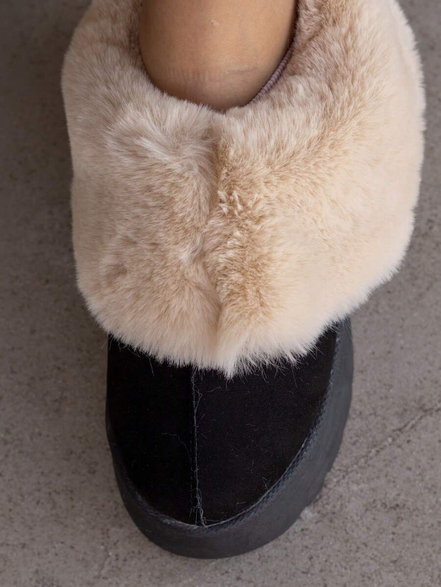 Bota de moda,bota de dama con peluche por fuera y por dentro