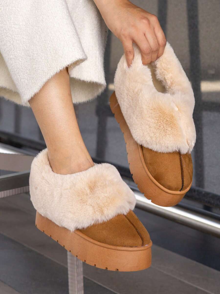 Bota de moda,bota de dama con peluche por fuera y por dentro
