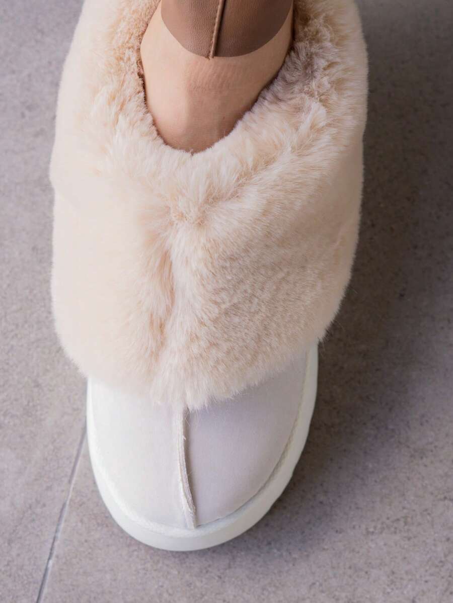 Bota de moda,bota de dama con peluche por fuera y por dentro