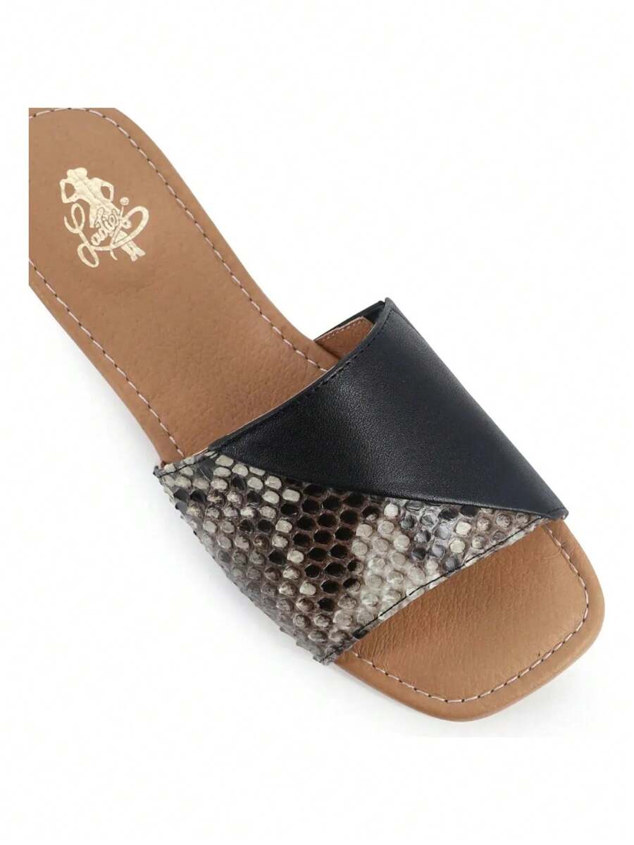 Sandalia Para Mujer Piel Python Modelo Bali Plana