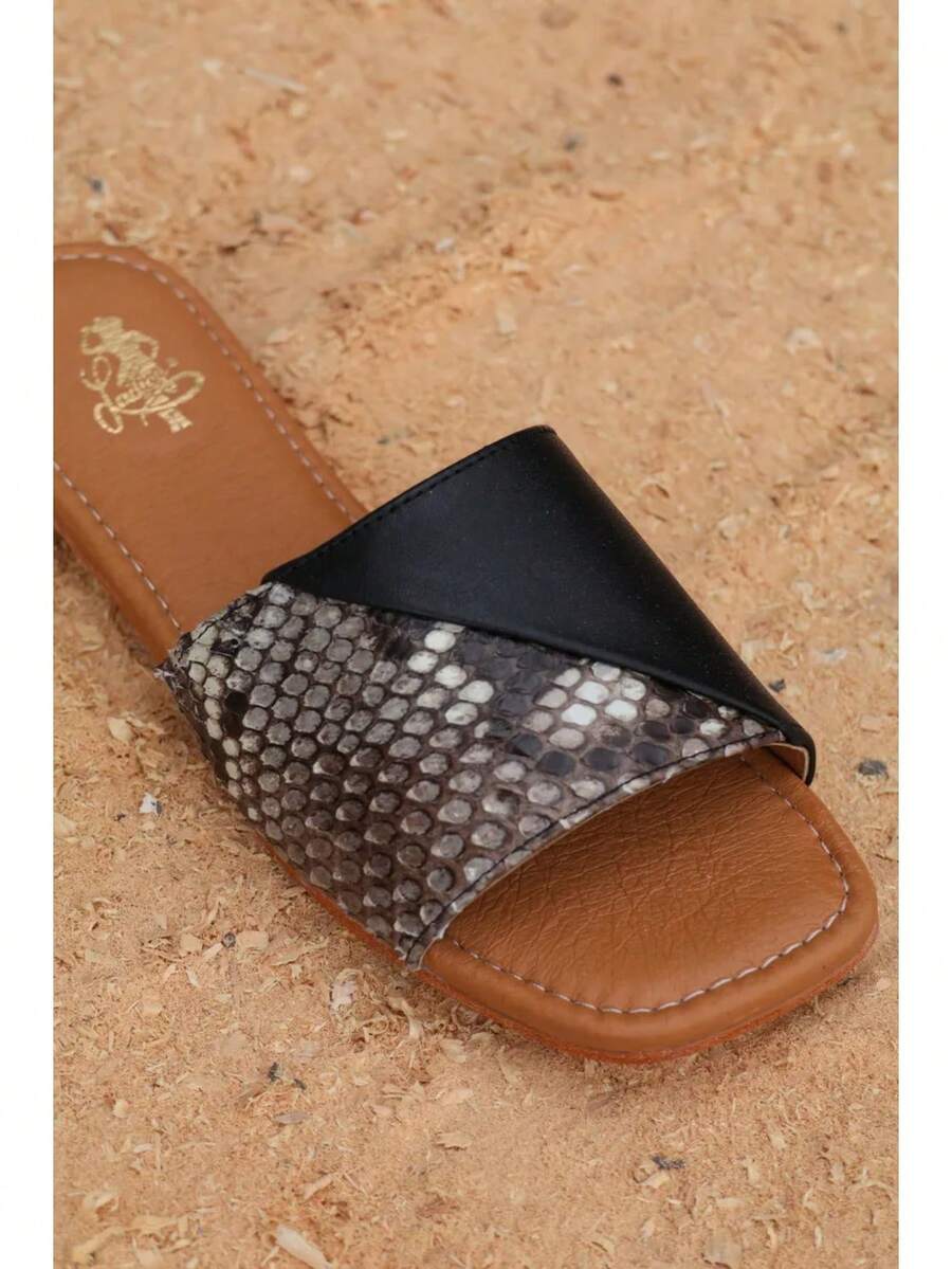 Sandalia Para Mujer Piel Python Modelo Bali Plana