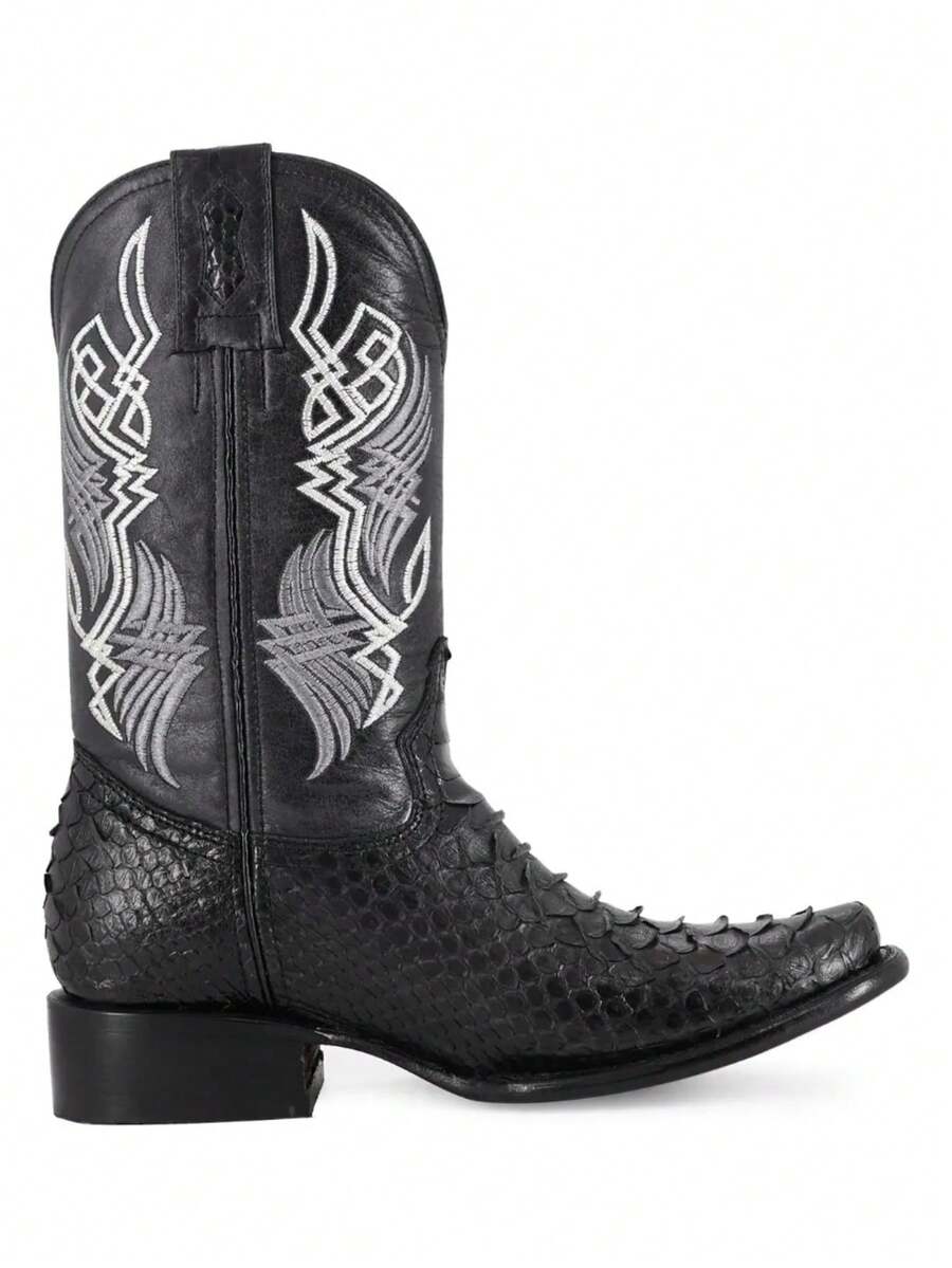 Bota Vaquera Autentico Pitón Para Caballero Cuero Genuino