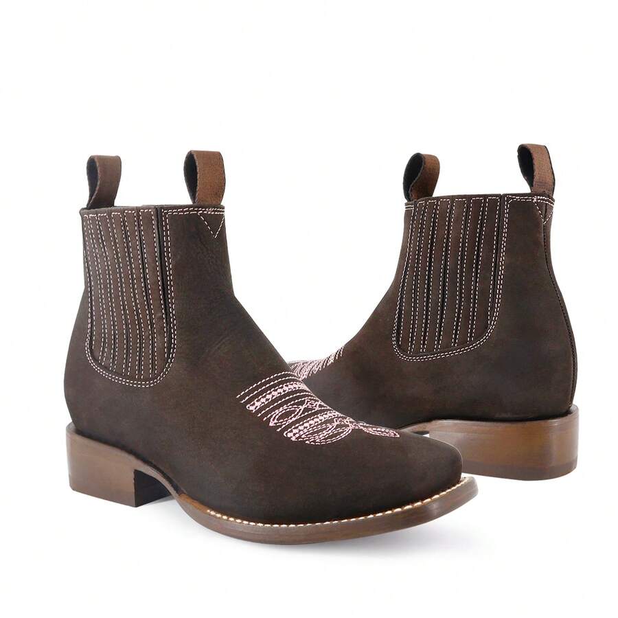 Botines Estilo Cowboy para Mujer con Bordados Elegantes