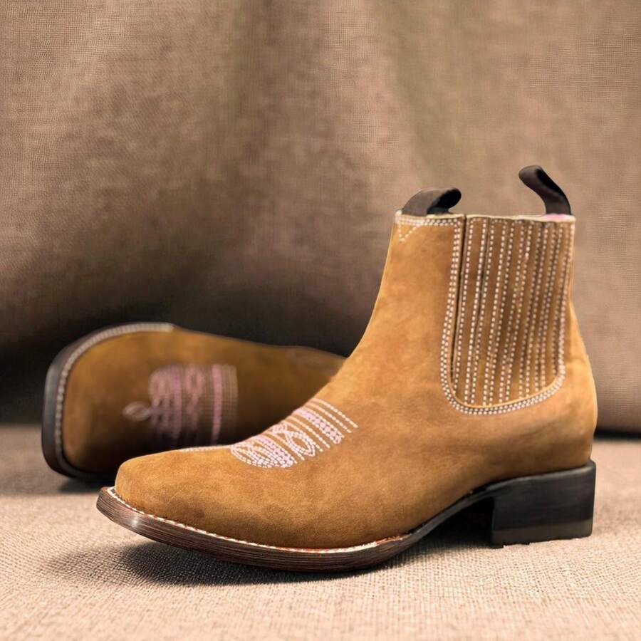 Botines Estilo Cowboy para Mujer con Bordados Elegantes