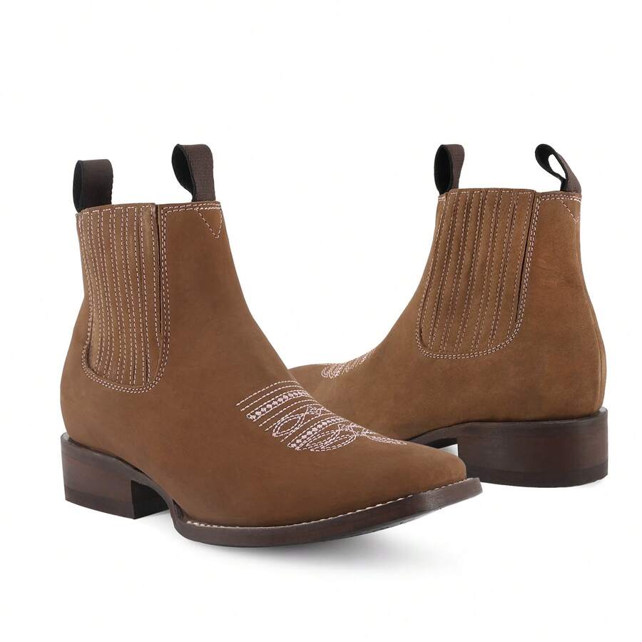 Botines Estilo Cowboy para Mujer con Bordados Elegantes