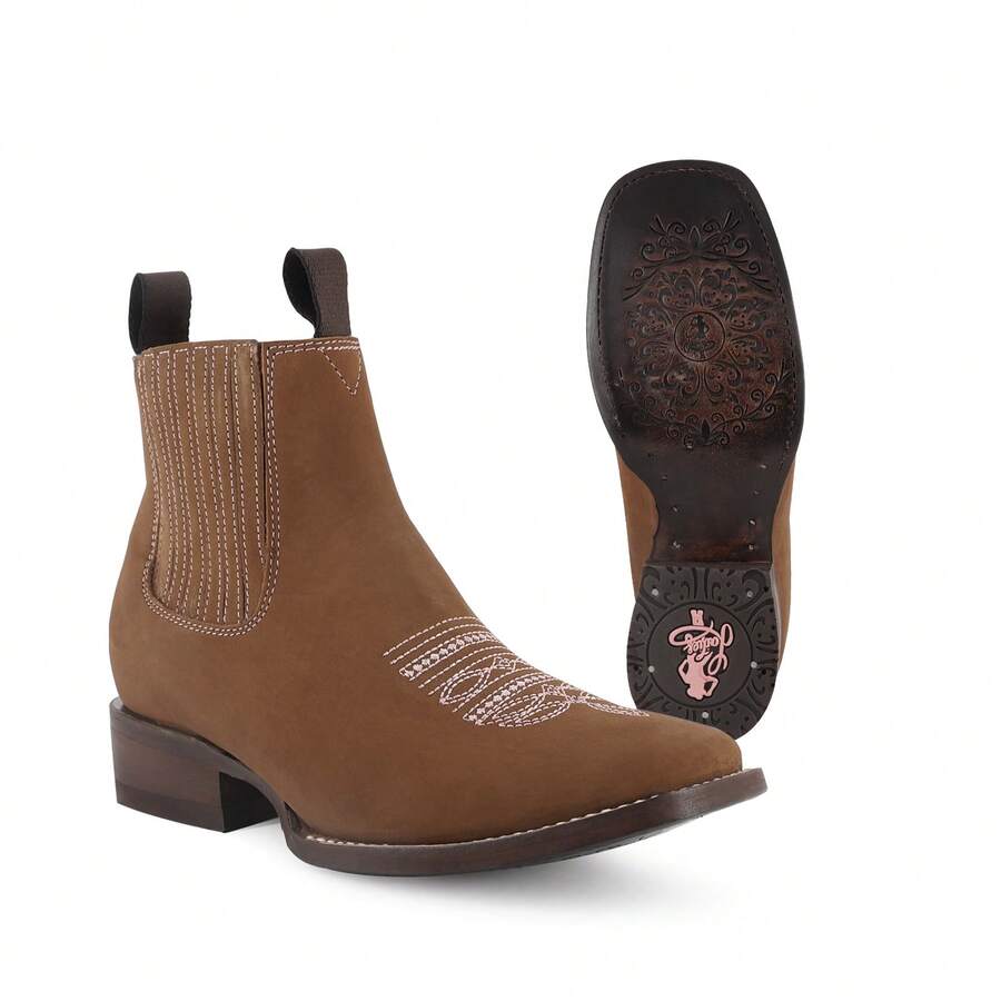 Botines Estilo Cowboy para Mujer con Bordados Elegantes