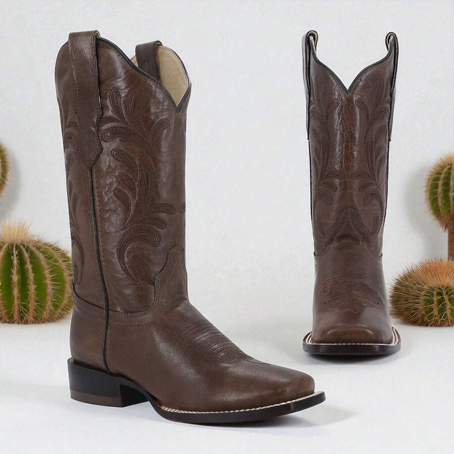 Botas Vaqueras de Caña Alta con Bordado Elegante