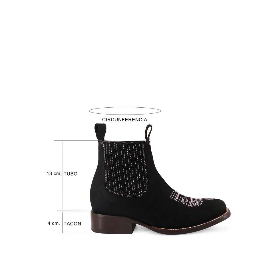 Botines Estilo Cowboy para Mujer con Bordados Elegantes