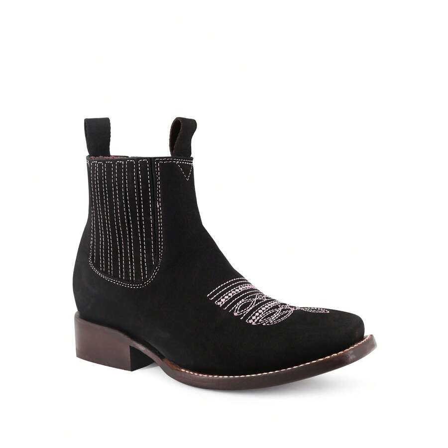 Botines Estilo Cowboy para Mujer con Bordados Elegantes