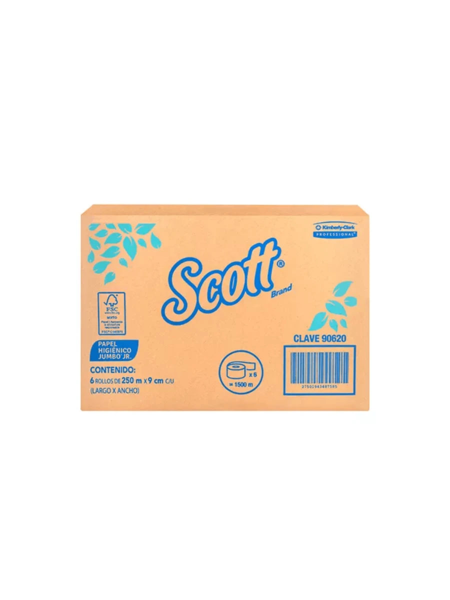 Papel higiénico blanco Scott caja con 6 bobinas jumbo