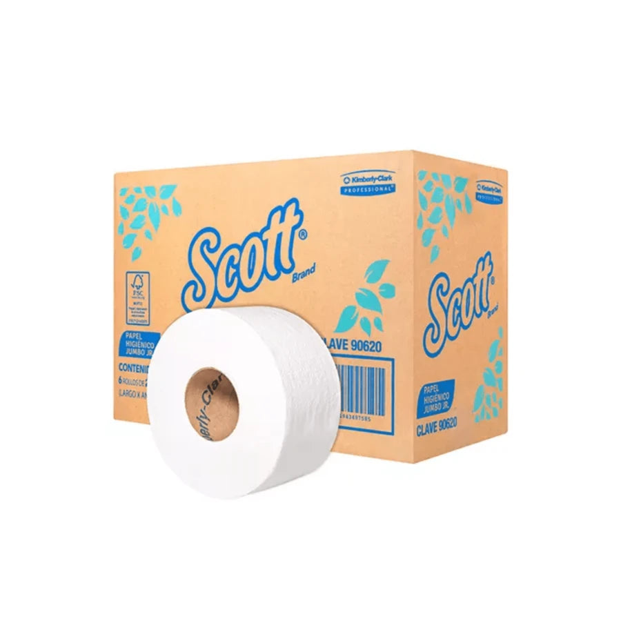 Papel higiénico blanco Scott caja con 6 bobinas jumbo