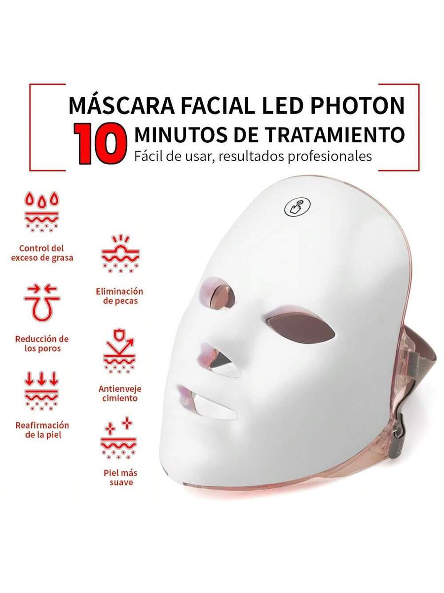 Mascara Facial de Luz Led de 7 Colores Terapia
