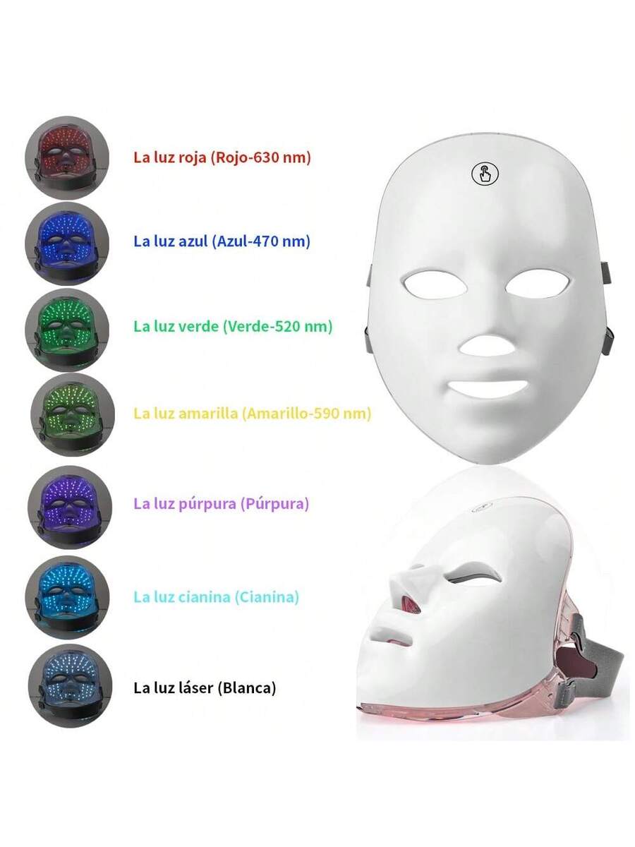 Mascara Facial de Luz Led de 7 Colores Terapia